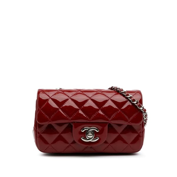 Pre-owned Chanel Extra Mini Rectangular Classic Patent Single Flap Red