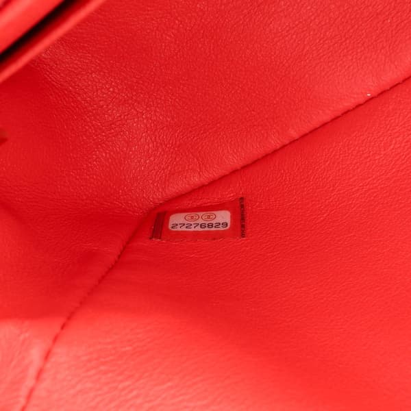 Pre-owned Chanel Mini Rectangular Classic Chevron Lambskin Single Flap Red