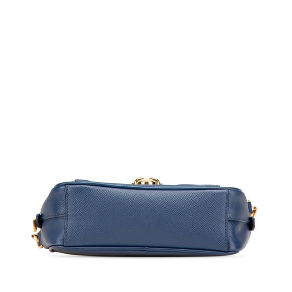 Pre-owned Prada Saffiano Push Lock Pocket Camera Bag Blue