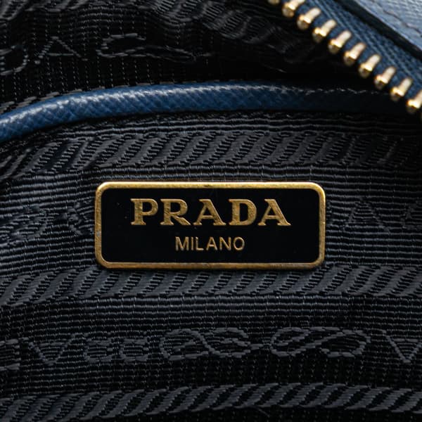 Pre-owned Prada Saffiano Push Lock Pocket Camera Bag Blue