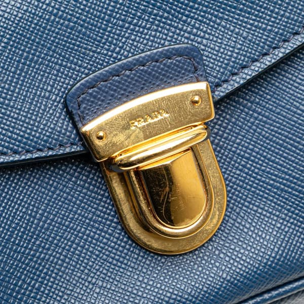 Pre-owned Prada Saffiano Push Lock Pocket Camera Bag Blue