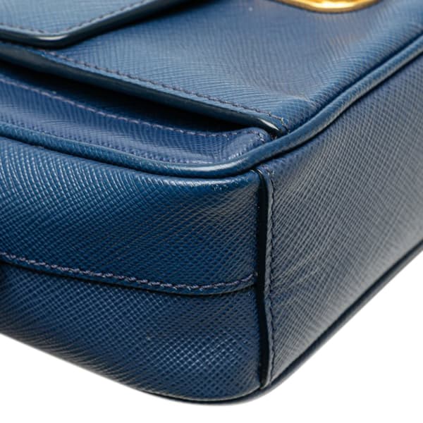 Pre-owned Prada Saffiano Push Lock Pocket Camera Bag Blue