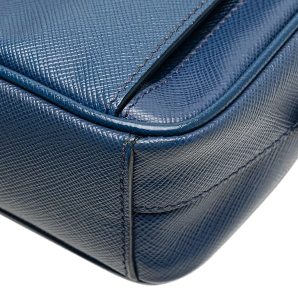 Pre-owned Prada Saffiano Push Lock Pocket Camera Bag Blue