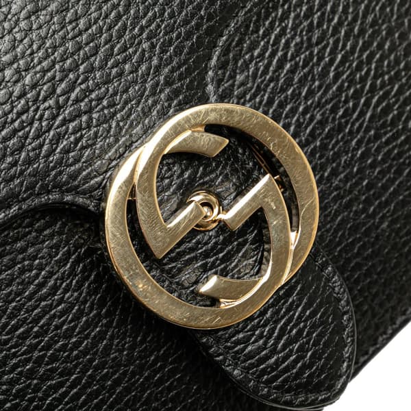 Pre-owned Gucci Small Dollar Calfskin Interlocking G Crossbody Black