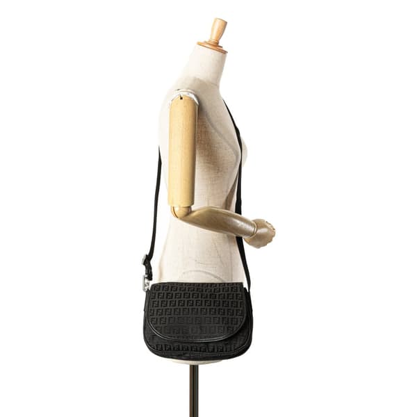 Pre-owned Fendi Zucchino Canvas Crossbody Black