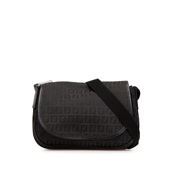 Pre-owned Fendi Zucchino Canvas Crossbody Black