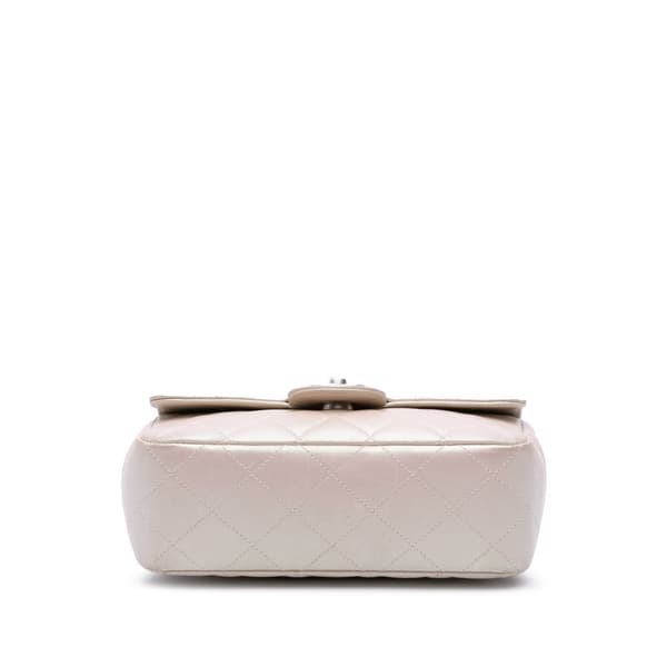 Pre-owned Chanel Mini Rectangular Classic Iridescent Lambskin Single Flap White