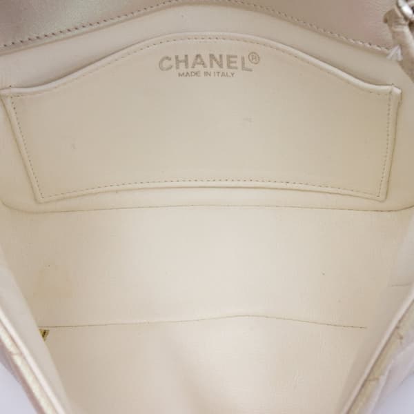 Pre-owned Chanel Mini Rectangular Classic Iridescent Lambskin Single Flap White
