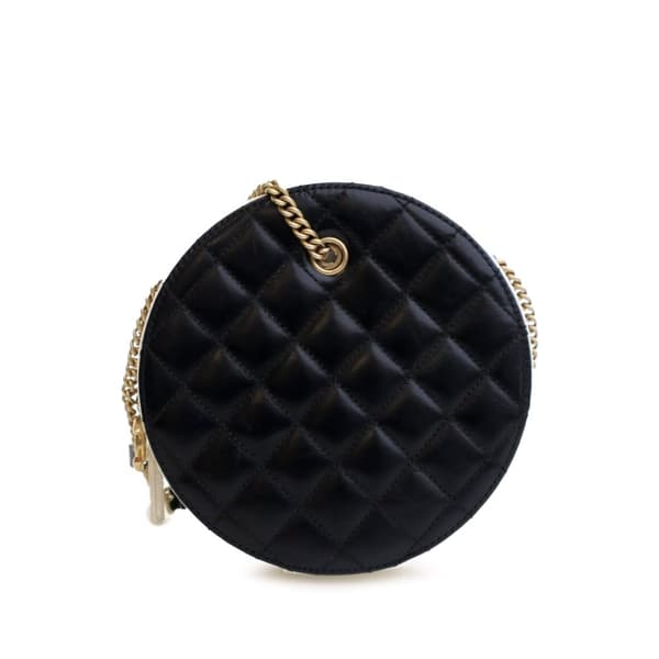Pre-owned Chanel Calfskin En Vogue Round Crossbody Black
