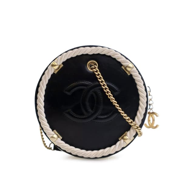 Pre-owned Chanel Calfskin En Vogue Round Crossbody Black