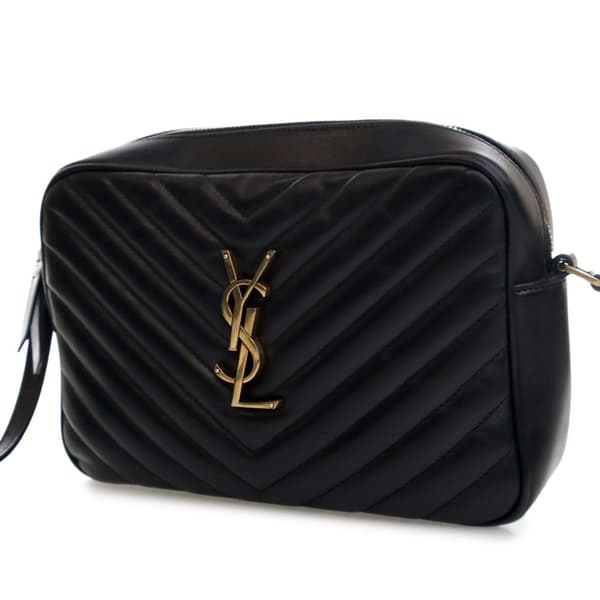 Pre-owned Saint Laurent Matelasse Leather Monogram Lou Camera Bag Black