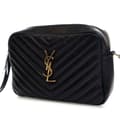 Miniatyrbild 2 av 10: Pre-owned Saint Laurent Matelasse Leather Monogram Lou Camera Bag Black