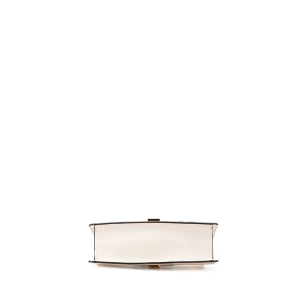 Pre-owned Gucci Small Floral Embroidered Leather Sylvie Crossbody White