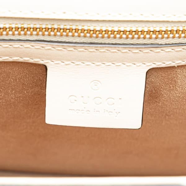 Pre-owned Gucci Small Floral Embroidered Leather Sylvie Crossbody White