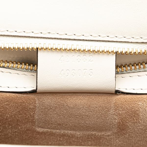 Pre-owned Gucci Small Floral Embroidered Leather Sylvie Crossbody White