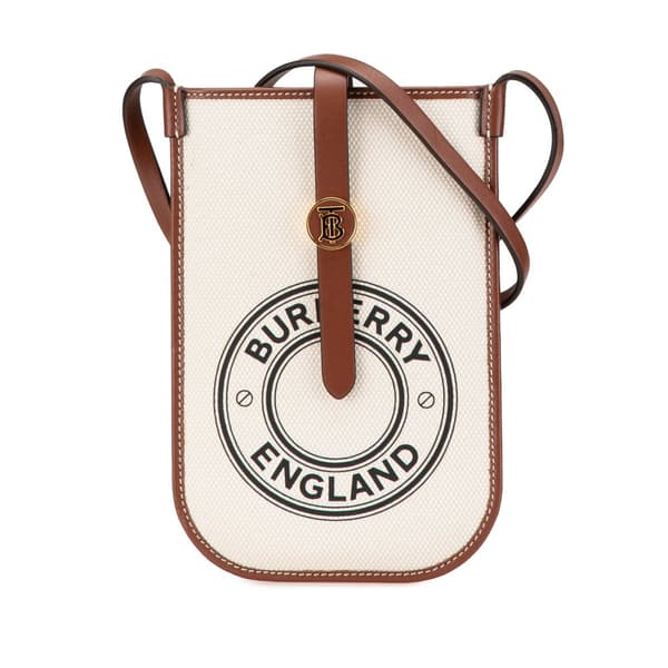 Pre-owned Burberry Canvas Anne Phone Case With Strap White