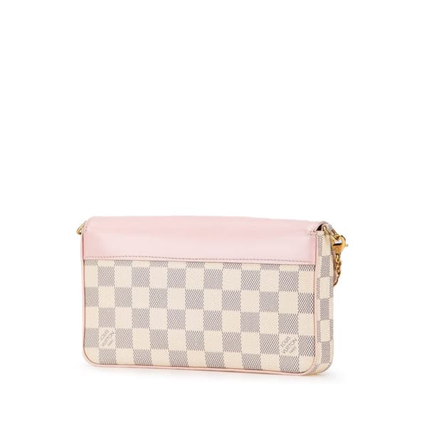 Pre-owned Louis Vuitton Damier Azur Calfskin Pochette Felicie White
