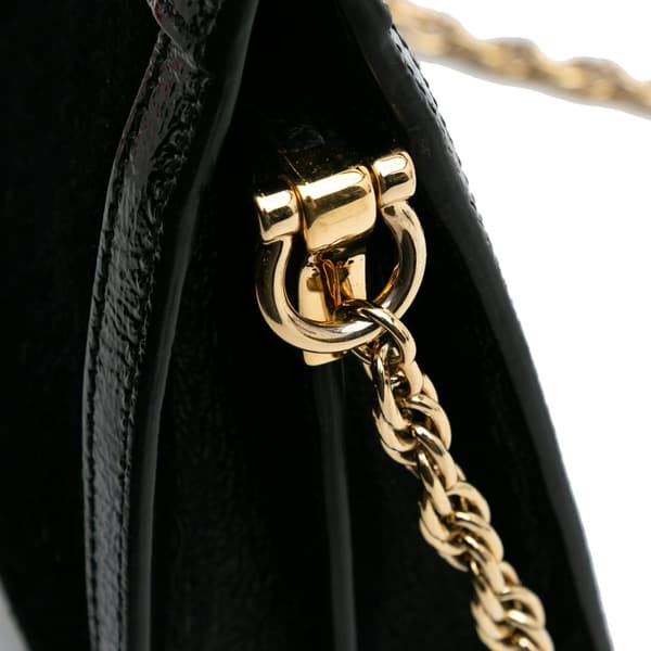Pre-owned Gucci Small Suede Ophidia Chain Crossbody Black