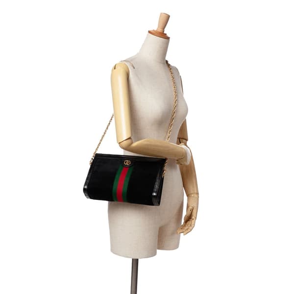 Pre-owned Gucci Small Suede Ophidia Chain Crossbody Black