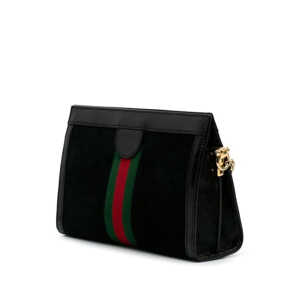 Pre-owned Gucci Small Suede Ophidia Chain Crossbody Black