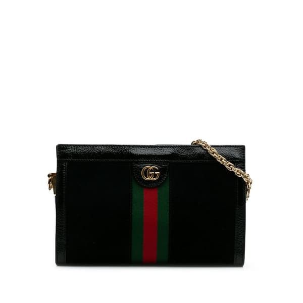 Pre-owned Gucci Small Suede Ophidia Chain Crossbody Black