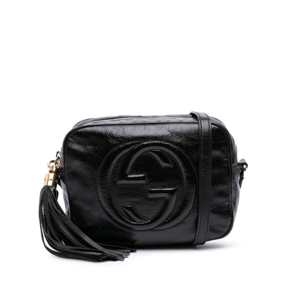 Pre-owned Gucci Patent Soho Disco Crossbody Black