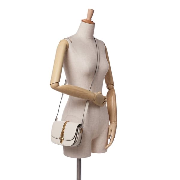 Pre-owned Gucci Mini Leather Sylvie 1969 Crossbody White