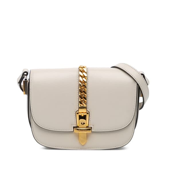 Pre-owned Gucci Mini Leather Sylvie 1969 Crossbody White