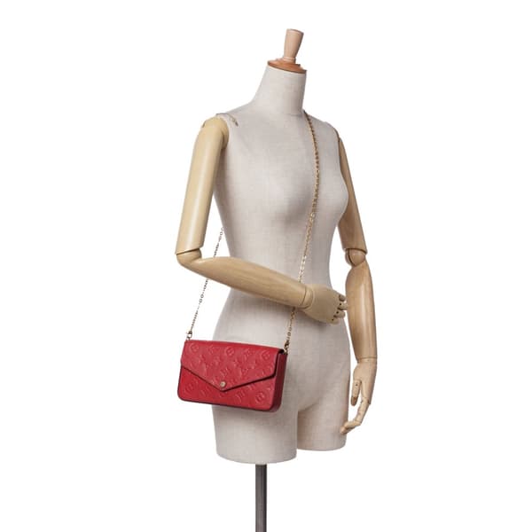 Pre-owned Louis Vuitton Monogram Empreinte Pochette Felicie Red