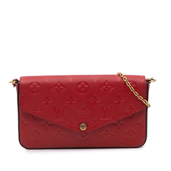 Pre-owned Louis Vuitton Monogram Empreinte Pochette Felicie Red