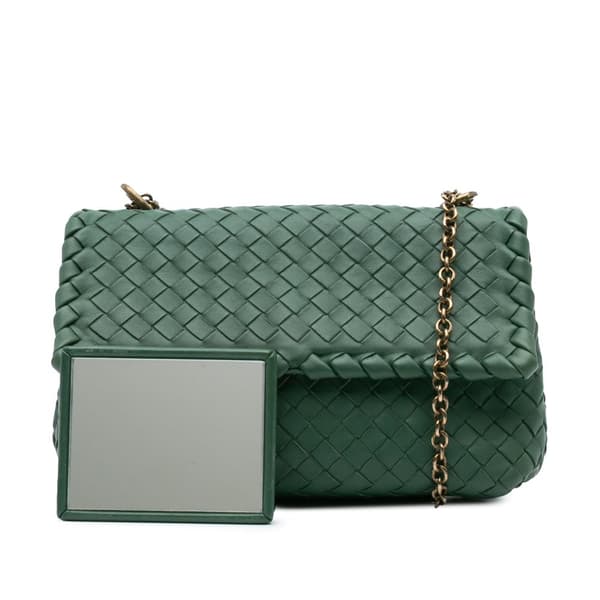 Pre-owned Bottega Veneta Baby Nappa Intrecciato Olimpia Crossbody Green