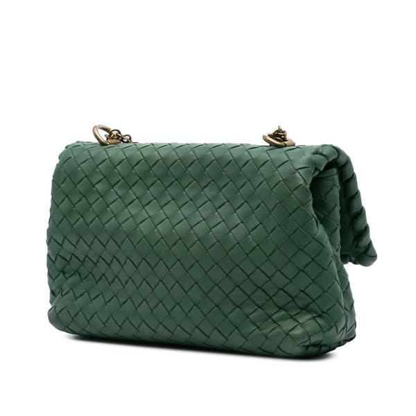 Pre-owned Bottega Veneta Baby Nappa Intrecciato Olimpia Crossbody Green
