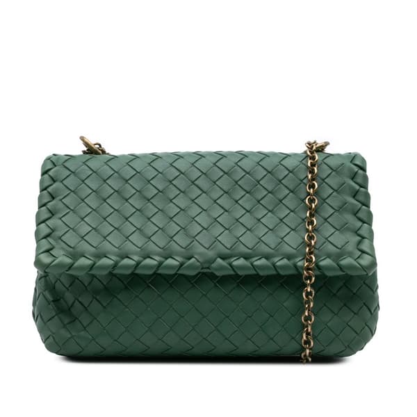Pre-owned Bottega Veneta Baby Nappa Intrecciato Olimpia Crossbody Green