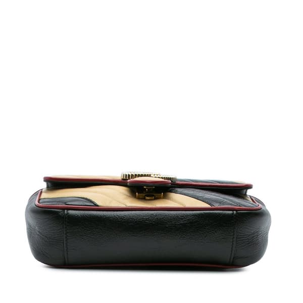 Pre-owned Gucci Mini GG Marmont Matelasse Leather Torchon Flap Crossbody Brown