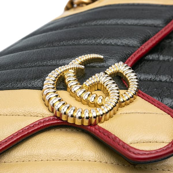 Pre-owned Gucci Mini GG Marmont Matelasse Leather Torchon Flap Crossbody Brown
