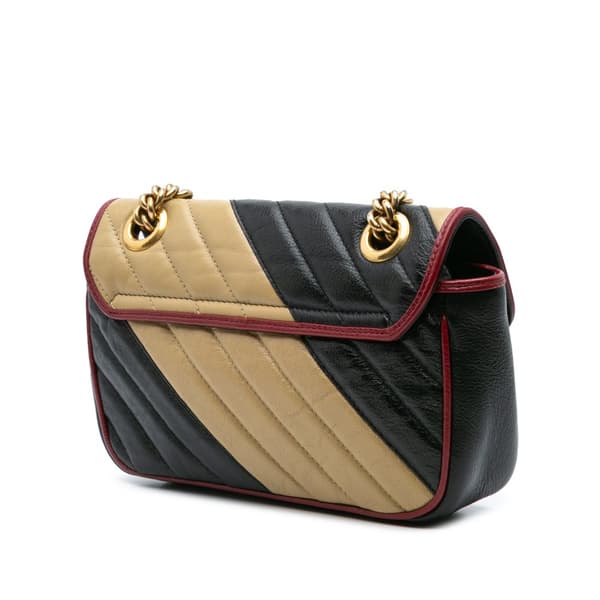 Pre-owned Gucci Mini GG Marmont Matelasse Leather Torchon Flap Crossbody Brown