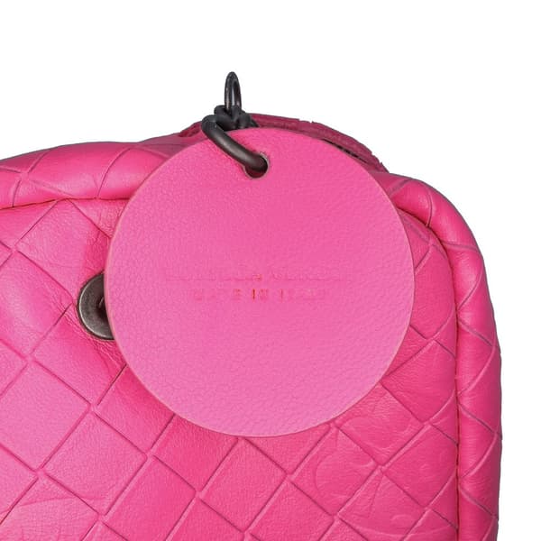 Pre-owned Bottega Veneta Leather Intrecciomirage Butterfly Chain Flap Pink