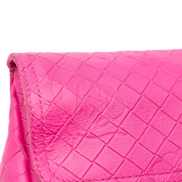 Pre-owned Bottega Veneta Leather Intrecciomirage Butterfly Chain Flap Pink