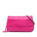 Miniatyrbild 1 av 10: Pre-owned Bottega Veneta Leather Intrecciomirage Butterfly Chain Flap Pink