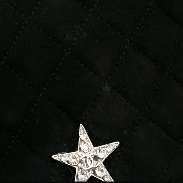 Pre-owned Chanel Quilted Suede Cocostellar Wallet on Chain Black