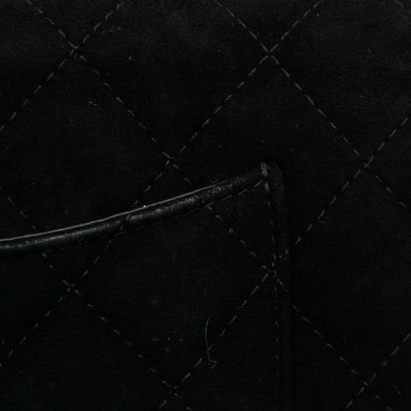 Pre-owned Chanel Quilted Suede Cocostellar Wallet on Chain Black