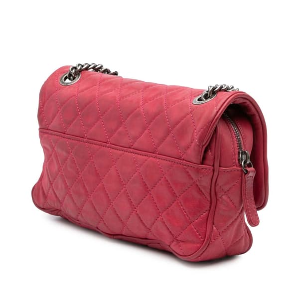 Pre-owned Chanel Small Quilted Iridescent Calfskin Shiva Flap Pink