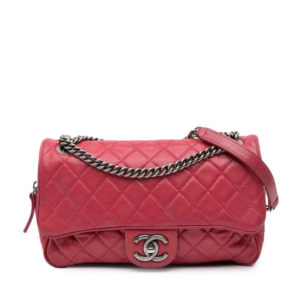 Pre-owned Chanel Small Quilted Iridescent Calfskin Shiva Flap Pink
