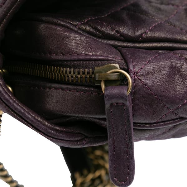 Pre-owned Chanel Small Quilted Iridescent Calfskin Shiva Flap Purple