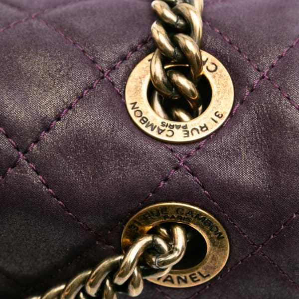 Pre-owned Chanel Small Quilted Iridescent Calfskin Shiva Flap Purple