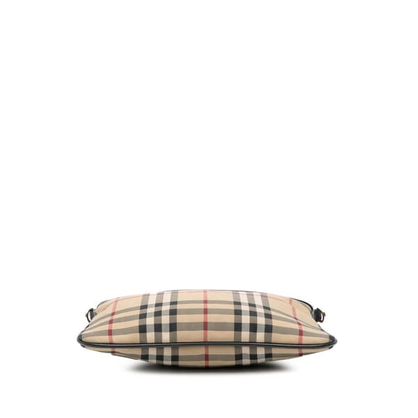 Pre-owned Burberry Haymarket Check Canvas Peyton Crossbody Brown