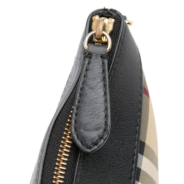 Pre-owned Burberry Haymarket Check Canvas Peyton Crossbody Brown