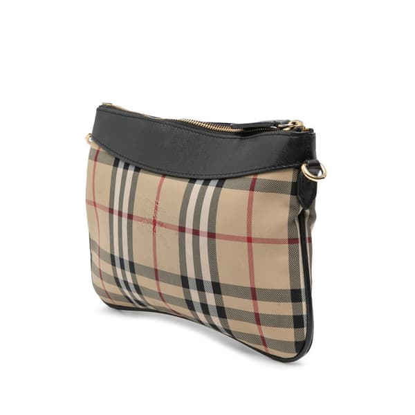Pre-owned Burberry Haymarket Check Canvas Peyton Crossbody Brown