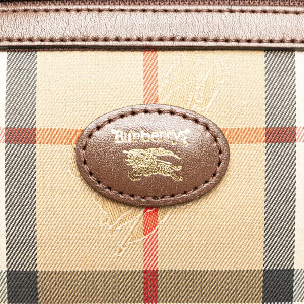 Pre-owned Burberry Haymarket Check Canvas Crossbody Brown