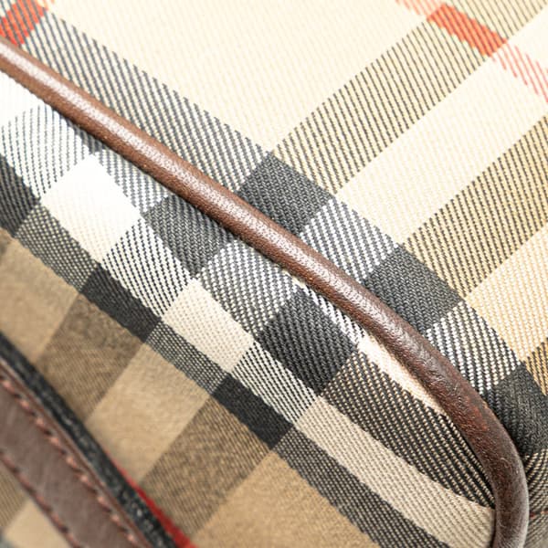 Pre-owned Burberry Haymarket Check Canvas Crossbody Brown